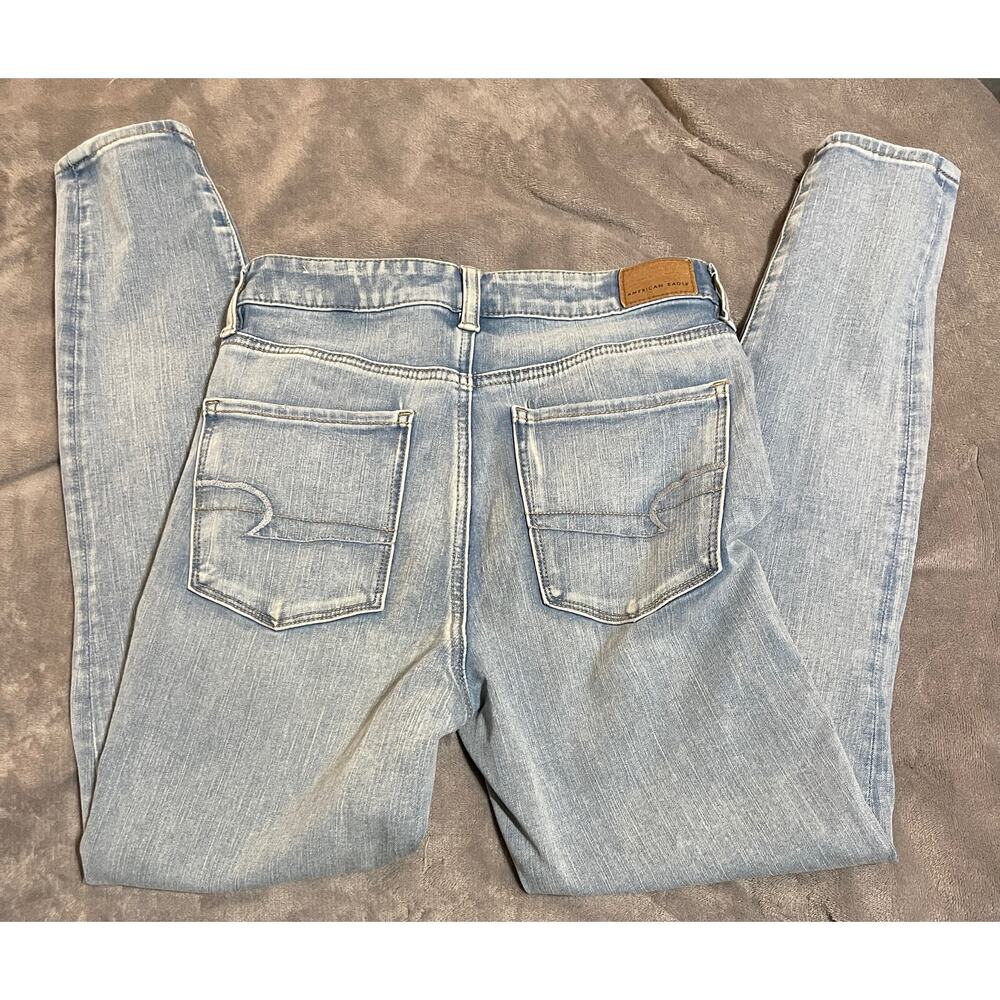 American Eagle SZ 6 Highest High Jegging Light Wash 360 Next Level Stretch - Picture 3 of 5
